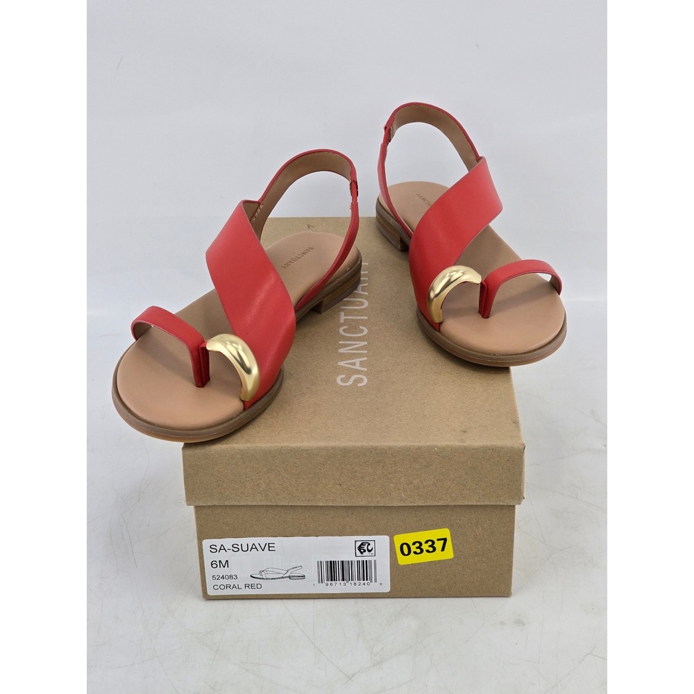 Sanctuary Suave Sandals Womens 6M Coral Red Leather Slingback - New